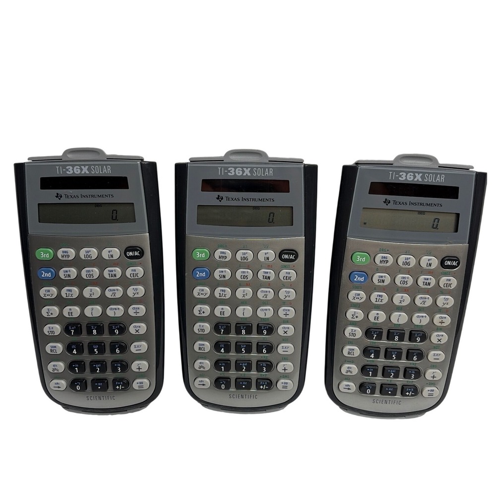 Lot of 3 Texas Instruments TI-36X Solar Scientific Calculators with Slide Cases